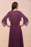 Purple Bridesmaid Dress with Wraps Spaghetti Straps Floor Length Casual Dress-misshow.com