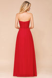 Red Charming Strapless Appliques Evening Maxi Dress Wedding Party Dress-misshow.com