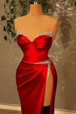 Red Long Glitter Sleeveless Evening Dresses With Side Slit-misshow.com