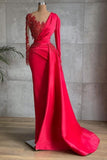 Red Long Prom Dresses | Evening dresses with sleeves