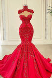 Red Sweetheart Sleeveless Mermaid Satin Floor-Length Prom Dresses with Beading