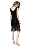 The gorgeous Retro Sparkly Sequins Slim Prom Dress Black V-Neck Sleeveless Flapper Roaring Party Dress will stun every girl. The Sequined Vintage Party dress will add extra elegance to your wholesale look.