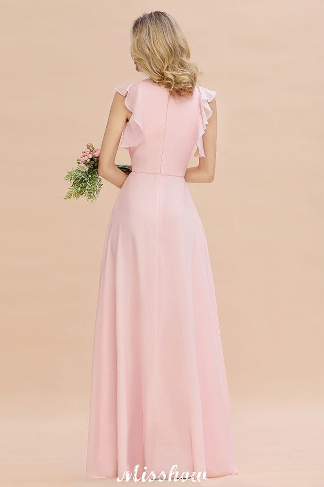 Looking for Bridesmaid Dresses in 100D Chiffon, A-line style, and Gorgeous  work  MISSHOW has all covered on this elegant Romantic Sleeveless aline Bridesmaid Dress Garden Floor Length Simple Wedding Dress.