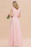 Looking for Bridesmaid Dresses in 100D Chiffon, A-line style, and Gorgeous  work  MISSHOW has all covered on this elegant Romantic Sleeveless aline Bridesmaid Dress Garden Floor Length Simple Wedding Dress.