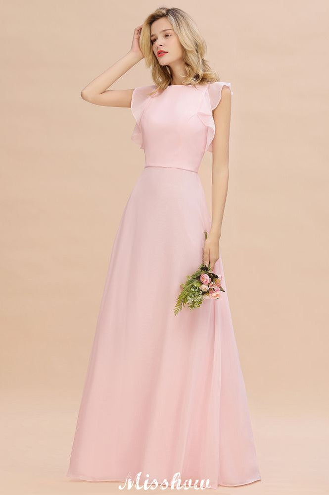 Looking for Bridesmaid Dresses in 100D Chiffon, A-line style, and Gorgeous  work  MISSHOW has all covered on this elegant Romantic Sleeveless aline Bridesmaid Dress Garden Floor Length Simple Wedding Dress.