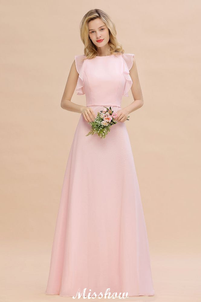 Looking for Bridesmaid Dresses in 100D Chiffon, A-line style, and Gorgeous  work  MISSHOW has all covered on this elegant Romantic Sleeveless aline Bridesmaid Dress Garden Floor Length Simple Wedding Dress.