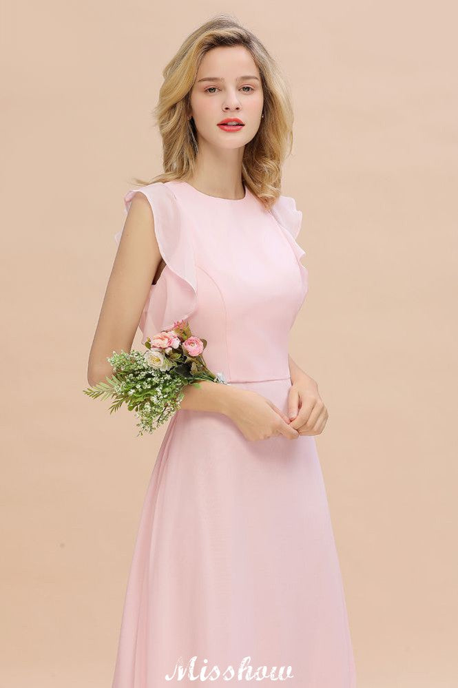 Looking for Bridesmaid Dresses in 100D Chiffon, A-line style, and Gorgeous  work  MISSHOW has all covered on this elegant Romantic Sleeveless aline Bridesmaid Dress Garden Floor Length Simple Wedding Dress.