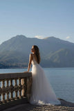 Romantic spaghetti straps sleeveless a-line lace Wedding dresses-misshow.com