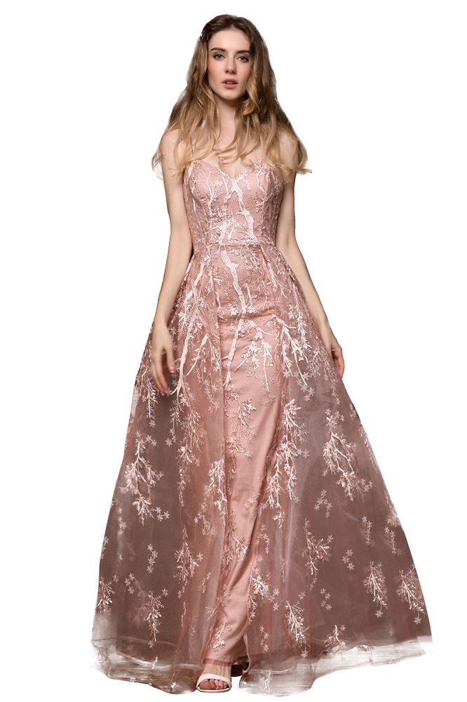 The gorgeous Romantic Straps Aline Evening Dress with Detachable Train Sleeveless Floor Length will stun every girl. The Lace Vintage Party dress will add extra elegance to your wholesale look.
