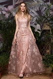 Romantic Straps Aline Evening Dress with Detachable Train Sleeveless Floor Length
