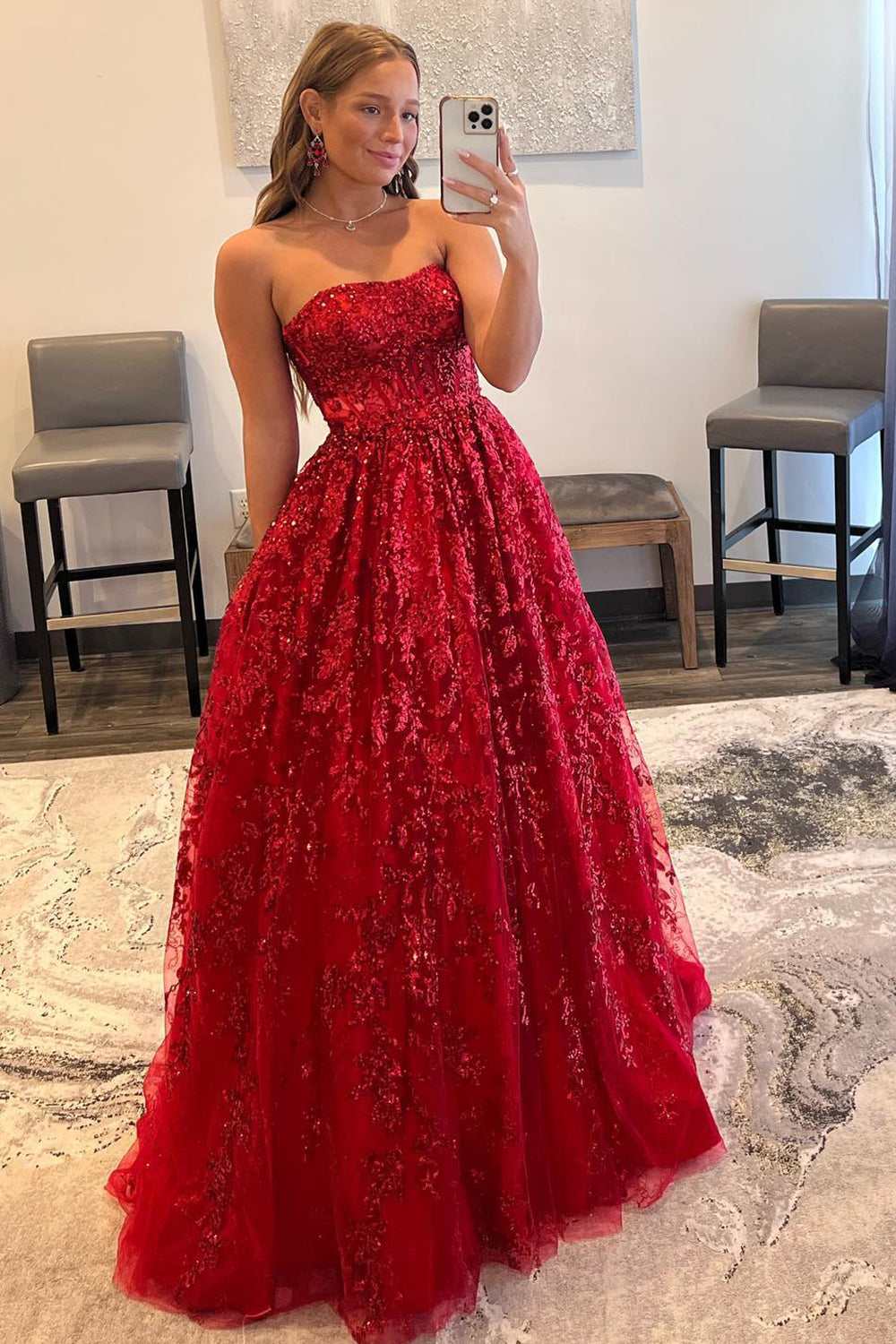 Royal Blue Long Prom Dress with Appliques