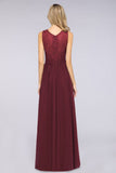 MISSHOW offers Ruffle A-Line Floor-Length Bridesmaid Dress Chiffon Lace V-Neck Evening Dress at a good price from 100D Chiffon,Lace to A-line Floor-length them. Lightweight yet affordable home,beach,swimming useBridesmaid Dresses.