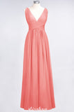 MISSHOW offers Ruffle Chiffon Sleeveless Evening Maxi Gown V-Neck Bridesmaid Dress at a good price from 100D Chiffon to A-line Floor-length them. Lightweight yet affordable home,beach,swimming useBridesmaid Dresses.