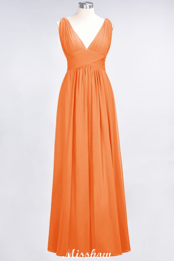 Ruffle Chiffon Sleeveless Evening Maxi Gown V-Neck Bridesmaid Dress | MISSHOW misshow.com Ruffle Chiffon Sleeveless Evening Maxi Gown V-Neck Bridesmaid Dress | MISSHOW misshow.com