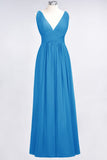 MISSHOW offers Ruffle Chiffon Sleeveless Evening Maxi Gown V-Neck Bridesmaid Dress at a good price from 100D Chiffon to A-line Floor-length them. Lightweight yet affordable home,beach,swimming useBridesmaid Dresses.