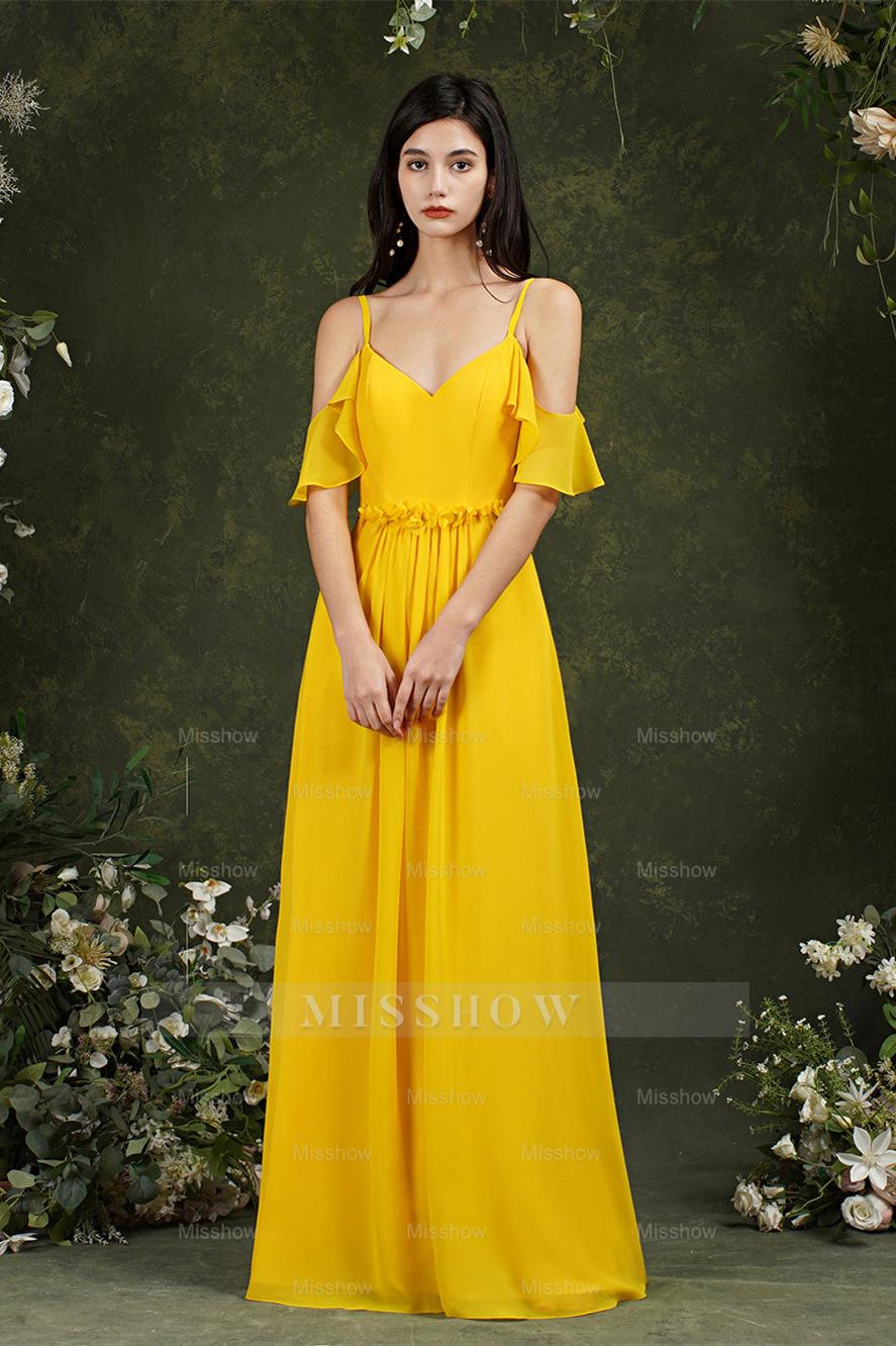 Ruffles Aline Spaghetti Strapes Tulle Long Prom Dress misshow.com Ruffles Aline Spaghetti Strapes Tulle Long Prom Dress misshow.com