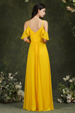 Ruffles Aline Spaghetti Strapes Tulle Long Prom Dress-misshow.com