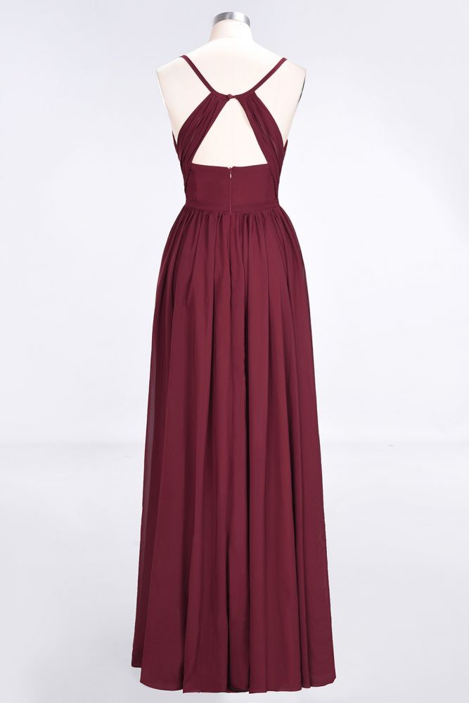 MISSHOW offers Ruffles Chiffon Spaghetti-Straps V-Neck Sleeveless Floor-Length Bridesmaid Dress at a good price from Misshow