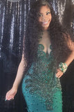 Saxy Long V-neck Sleeveless Mermaid Prom Dress With Beading-misshow.com