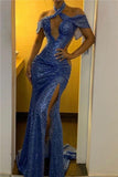 Sequined Mermaid Split Front Sexy Evening Dresses-misshow.com