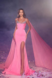 Sequined Satin Sleeveless Mermaid Prom Dress With Slit-misshow.com