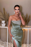 Sexy beautiful sleeveless column satin evening dresses beading-misshow.com