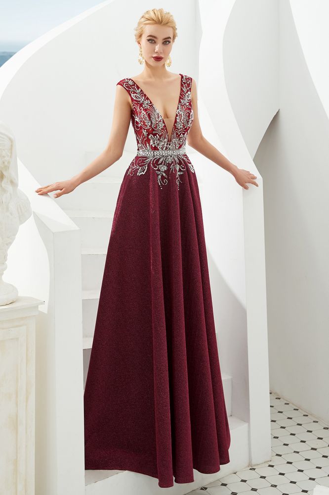 MISSHOW offers Sexy Deep V-Neck aline Evening Dress Sleeveless Crystals Floor Length Prom Dress quincenera Dress at a good price from Burgundy,Sequined to A-line Floor-length them. Stunning yet affordable Sleeveless Prom Dresses,Evening Dresses,Homecoming Dresses,Quinceanera dresses.
