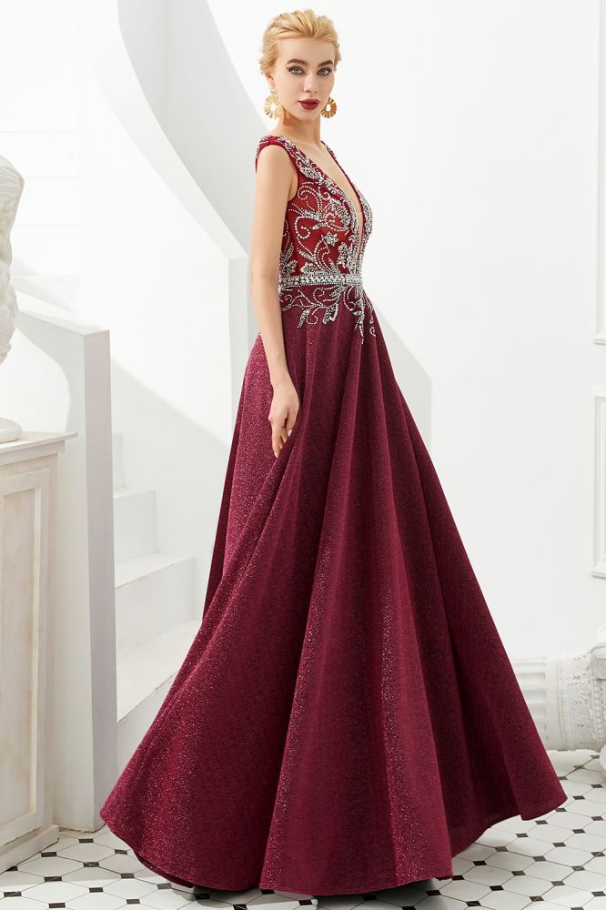 MISSHOW offers Sexy Deep V-Neck aline Evening Dress Sleeveless Crystals Floor Length Prom Dress quincenera Dress at a good price from Burgundy,Sequined to A-line Floor-length them. Stunning yet affordable Sleeveless Prom Dresses,Evening Dresses,Homecoming Dresses,Quinceanera dresses.