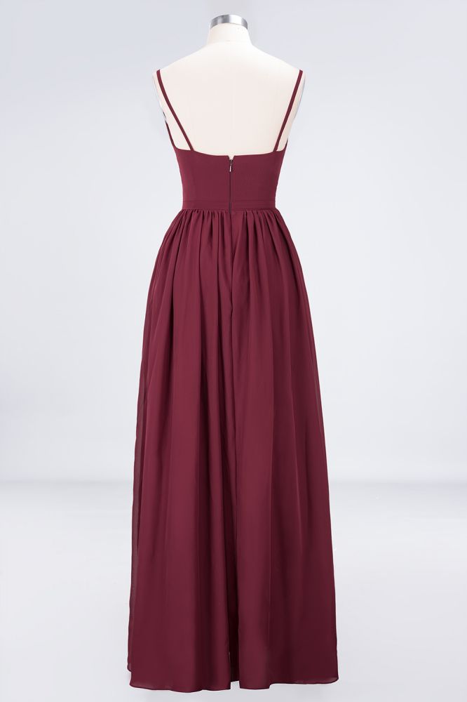 Sexy Double Deep V-Neck Ruffles Sleeveless Bridesmaid Dress Chiffon Side Split Evening Party Dress | MisShow Sexy Double Deep V-Neck Ruffles Sleeveless Bridesmaid Dress Chiffon Side Split Evening Party Dress | MisShow