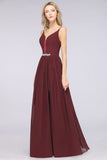 MISSHOW offers Sexy Double Deep V-Neck Ruffles Sleeveless Bridesmaid Dress Chiffon Side Split Evening Party Dress at a good price from Misshow