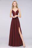 MISSHOW offers Sexy Double Deep V-Neck Ruffles Sleeveless Bridesmaid Dress Chiffon Side Split Evening Party Dress at a good price from Misshow
