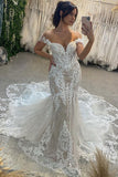Sexy Floor Length Sweetheart Off-The-Shoulder Sleeveless Mermaid Lace Wedding Dress