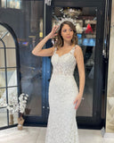 Sexy Floor Length Sweetheart Traps Sleeveless Mermaid Lace Weddding Dress with Court Train-misshow.com