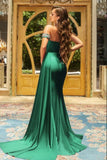 Sexy Long Emerald Prom Dresses Sparkly Green Evening Gown With Slit-misshow.com