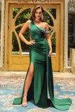Sexy Long Emerald Prom Dresses Sparkly Green Evening Gown With Slit-misshow.com