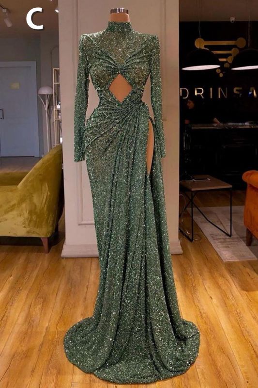 Sexy Long Mint Green Sequins Prom Evening Dresses Mermaid-misshow.com