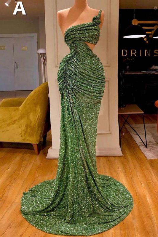 Sexy Long Mint Green Sequins Prom Evening Dresses Mermaid-misshow.com