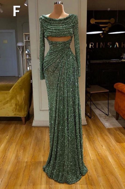 Sexy Long Mint Green Sequins Prom Evening Dresses Mermaid-misshow.com
