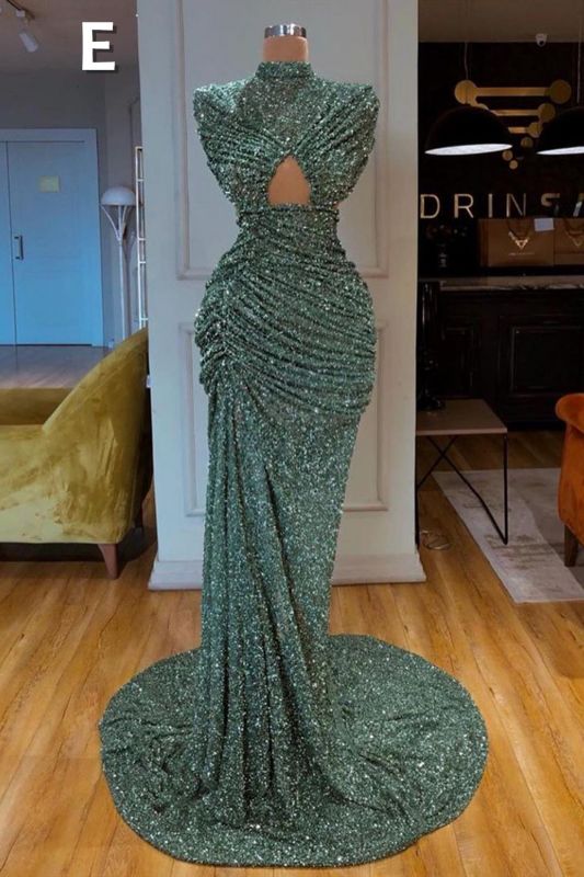 Sexy Long Mint Green Sequins Prom Evening Dresses Mermaid-misshow.com