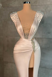 Sexy Long V-neck Split Front Mermaid Prom Dress With Rhinestones-misshow.com