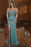 Sexy Off-the-shoulder Sequined Mermaid Prom Dress With Slit-misshow.com