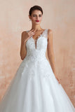 Sexy Pluging V-Neck Wedding Dress Sheer Lace Aline Bridal Gown