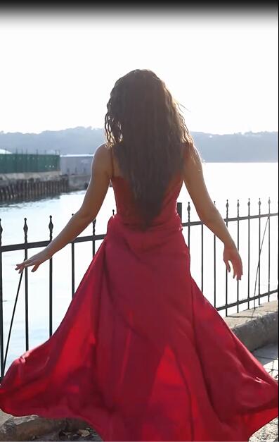 Sexy Red Long Sequined Split Front Mermaid Prom Evening Dresses-misshow.com