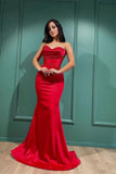 Sexy Red Sweetheart Sleeveless Sequins Mermaid Evening Dresses