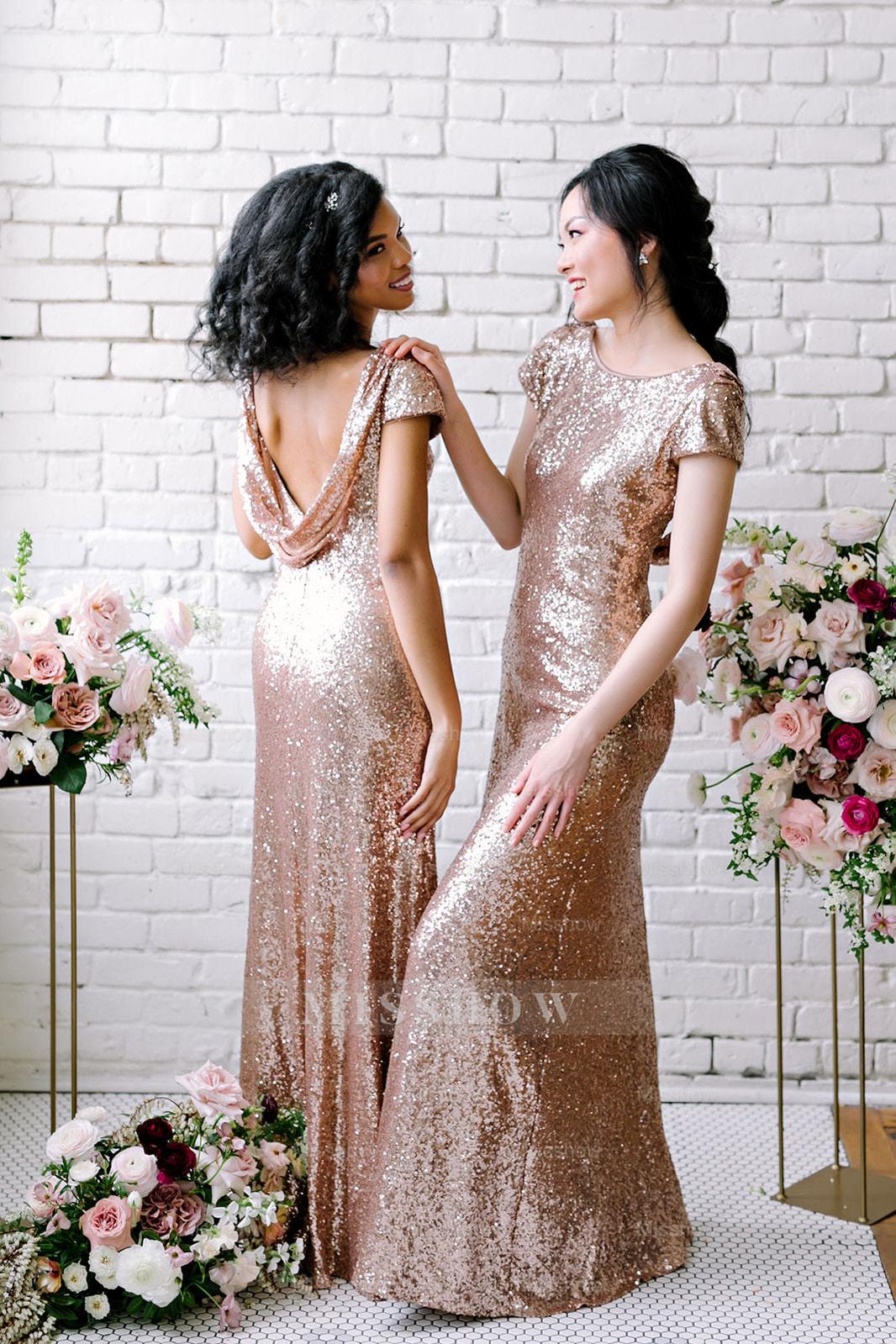 Sexy Sequined Bridesmaid Dresses Rose Gold Long Wedding Guest Dresses Sexy Sequined Bridesmaid Dresses Rose Gold Long Wedding Guest Dresses