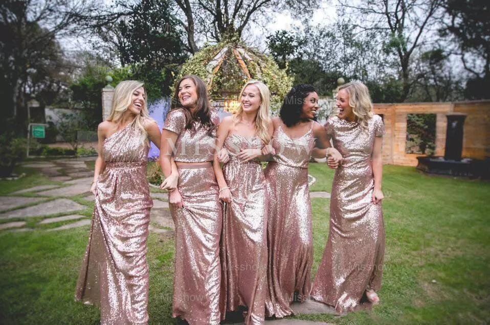 Sexy Sequined Bridesmaid Dresses Rose Gold Long Wedding Guest Dresses Sexy Sequined Bridesmaid Dresses Rose Gold Long Wedding Guest Dresses