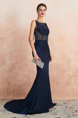 Looking for Prom Dresses,Evening Dresses,Homecoming Dresses,Bridesmaid Dresses,Quinceanera dresses in Satin, Mermaid style, and Gorgeous Lace,Beading,Sequined work  MISSHOW has all covered on this elegant Sexy Sleeveless Mermaid Prom Dress Backless Satin Sparkly Sequins Evening Gown.
