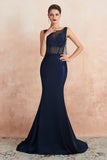 Sexy Sleeveless Mermaid Prom Dress Backless Satin Sparkly Sequins Evening Gown