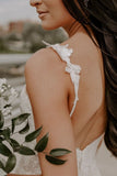 Sexy Spaghetti Strap Sleeveless Mermaid Lace Wedding Dresses with Court Train-misshow.com