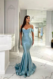 Sexy spaghetti straps cap sleeves mermaid evening dresses with ruffles-misshow.com